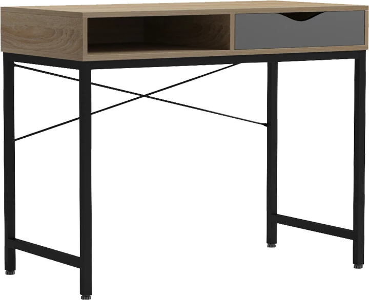 Tavolinë zyre Kama, ngjyrë sonoma-gri, këmbë metalike të zeza, 95x48x76cm