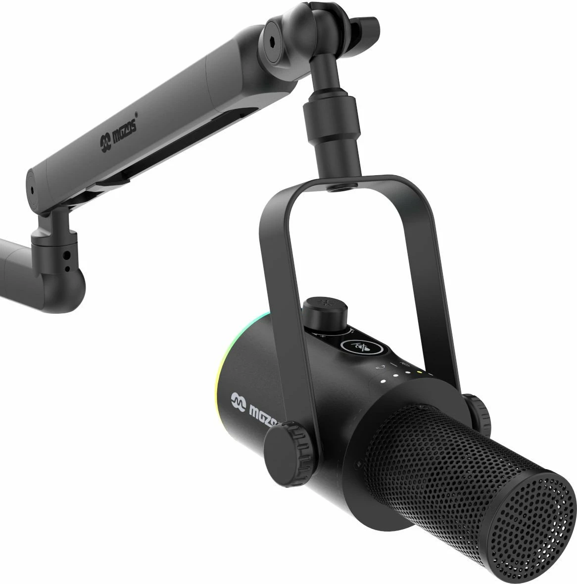 Mikrofon dinamik Mozos TAM8 v2, USB-C/XLR, kardioid, i zi, set me krah tavoline dhe kabllo