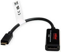 Adapter ROLINE 11.04.5957-10 USB-C në DisplayPort, 4K 60Hz, i zi