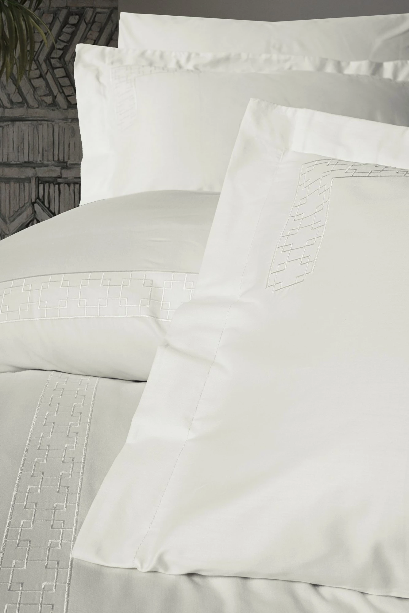 Set mbulesash për dyshek dopio, satin, ngjyrë ecru, L'essentiel, Luxe