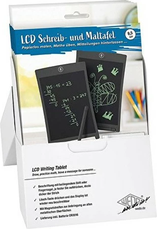 Tabelë elektronike LCD WEDO 8.5 inç, me stilolaps, e zezë