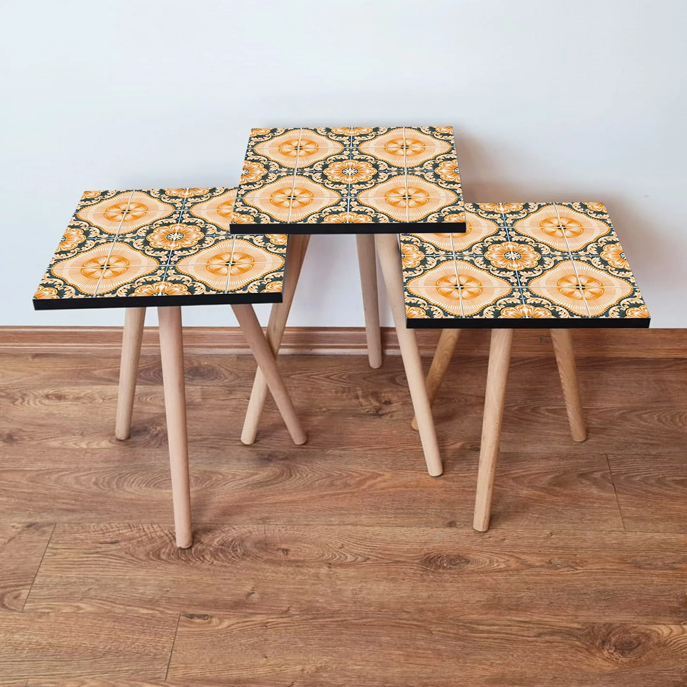 Set tavolinash të vendosshme, 3 copë, Skye Decor, portokalli