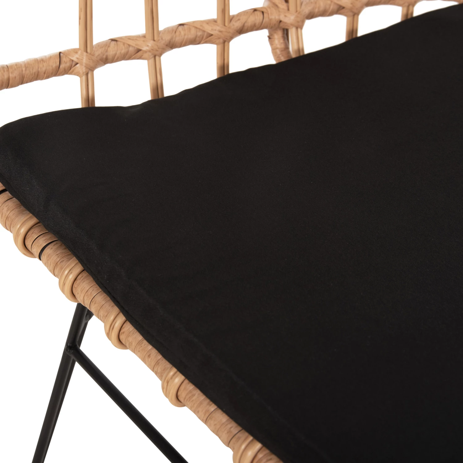 Divan për jashtë, dy ulëse, ALLEGRA, FH5692.11, ratan sintetik, ngjyrë bezhë dhe e zezë, 125x60x77 cm