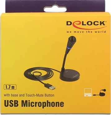 Mikrofon USB DeLOCK 65868, 16-bit/48 kHz, me buton mute, i zi
