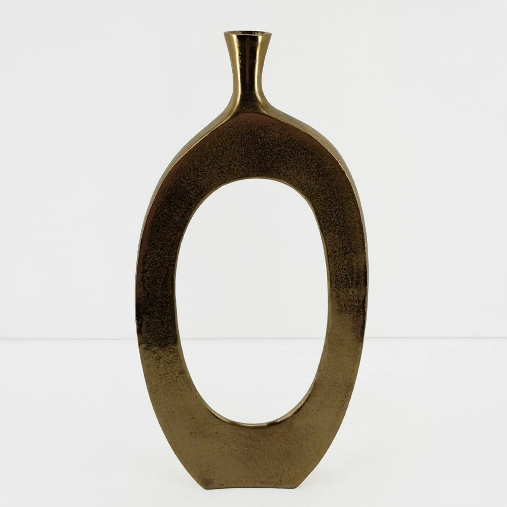 Vazo abstrakte, alumin, ngjyrë ari, 28x5x61cm