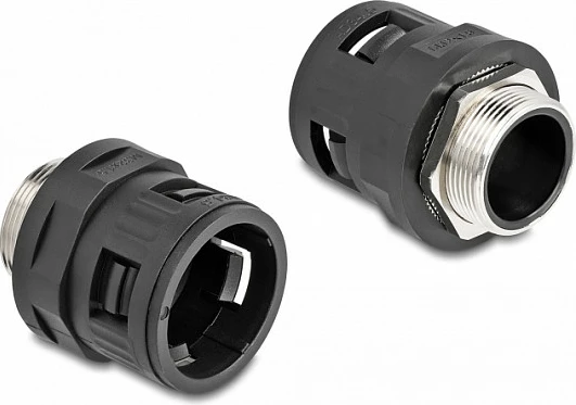 Lidhës konduiti DeLOCK M32 me fije mashkullore bronzi, IP68, 2 copë, e zezë