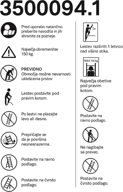 Shkallë 3-shkallëshe çeliku VONHAUS 3500094, e palosshme, 105.3×46.5×73.5 cm, 6.2 kg, gri