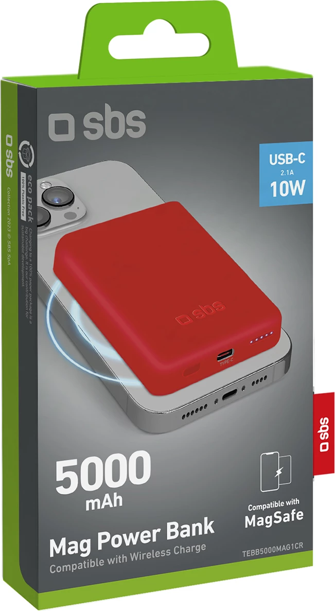 Powerbank SBS TEBB5000MAG1CR 5000 mAh, MagSafe, e kuqe