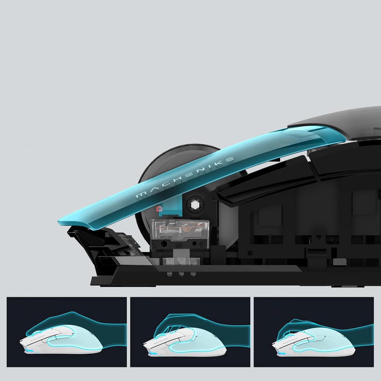 Maus gaming wireless Machenike M7 Pro, PAW3395, 26000 DPI, 74g, RGB, USB-C, zi