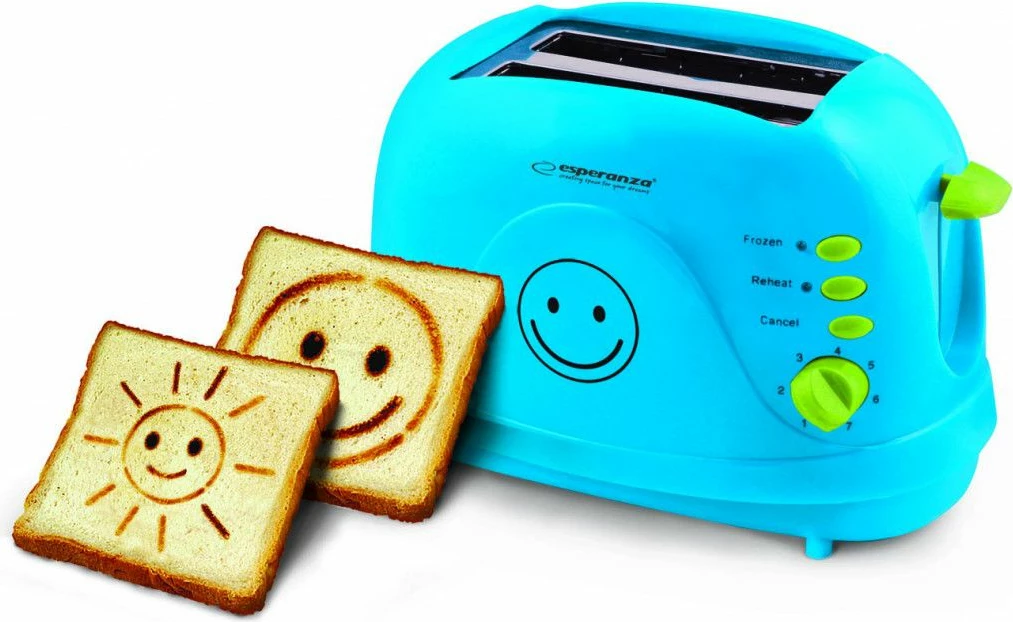 Tostierë Esperanza Smiley EKT003B 2 feta 750 W 7 nivele pjekjeje, blu