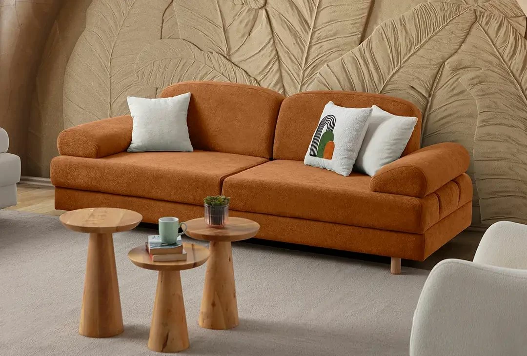 Divan-krevat 3 vendësh, Aries, ngjyrë e kuqe tjegulle, Atelier del Sofa