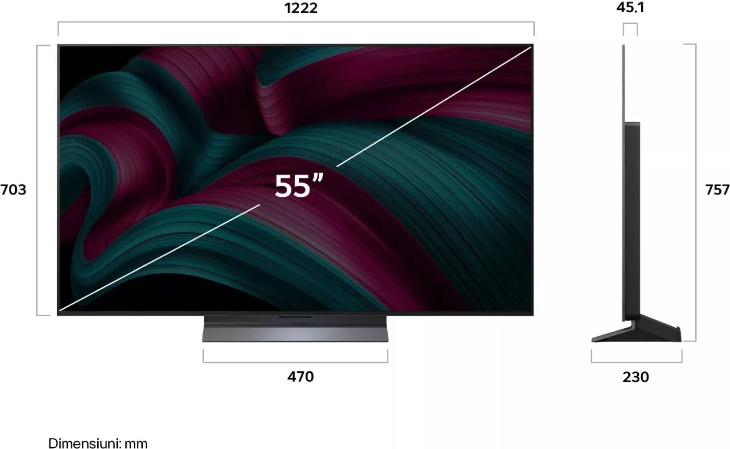 Televizor OLED, LG, OLED55C51LA, 55" 4K UHD, α9 AI Gen8, 120Hz/144Hz VRR, webOS 25, Dolby Vision/Atmos, Smart