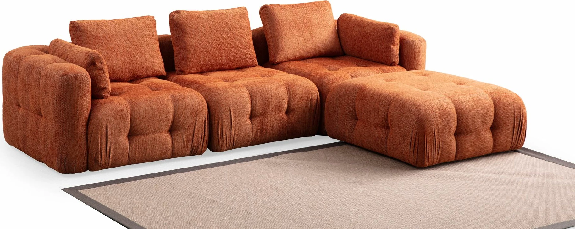 Këndare Amaris 3 vendëshe me pouffe, portokalli