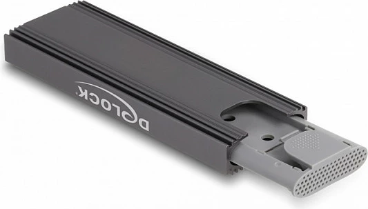 Kasë për SSD M.2 DeLOCK USB Type-C, NVMe/SATA, 10 Gbit/s, gri