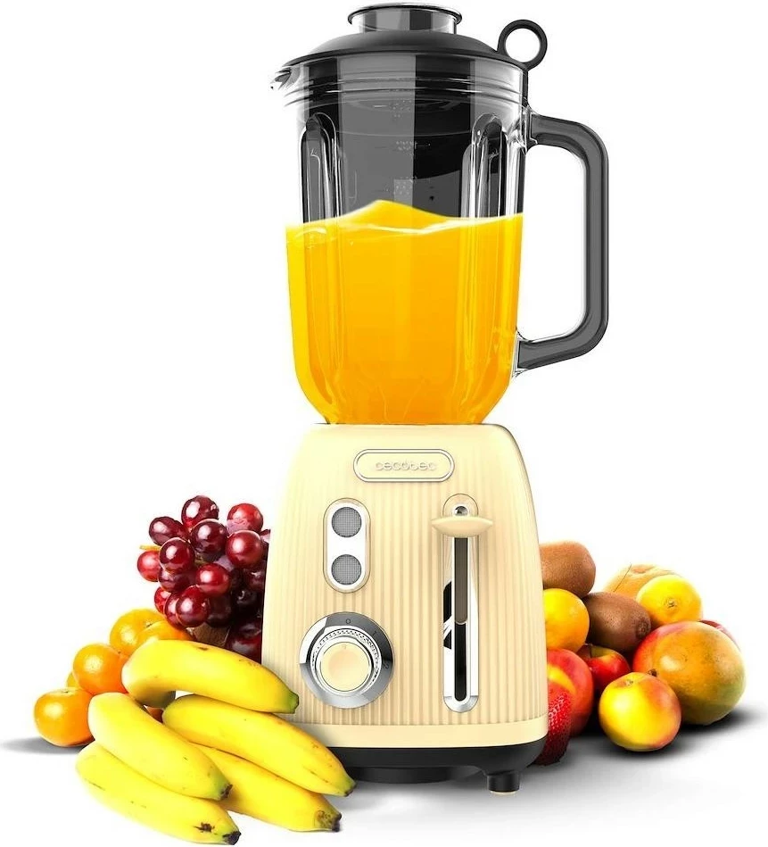 Blender Cecotec Power Black Titanium RetroYellow, 1.5L, 1200W, xhami, e verdhë