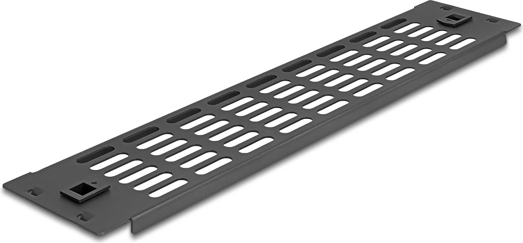 Panel i verbër i ventiluar DeLOCK 19" 2U, montim pa vegla, metal, i zi