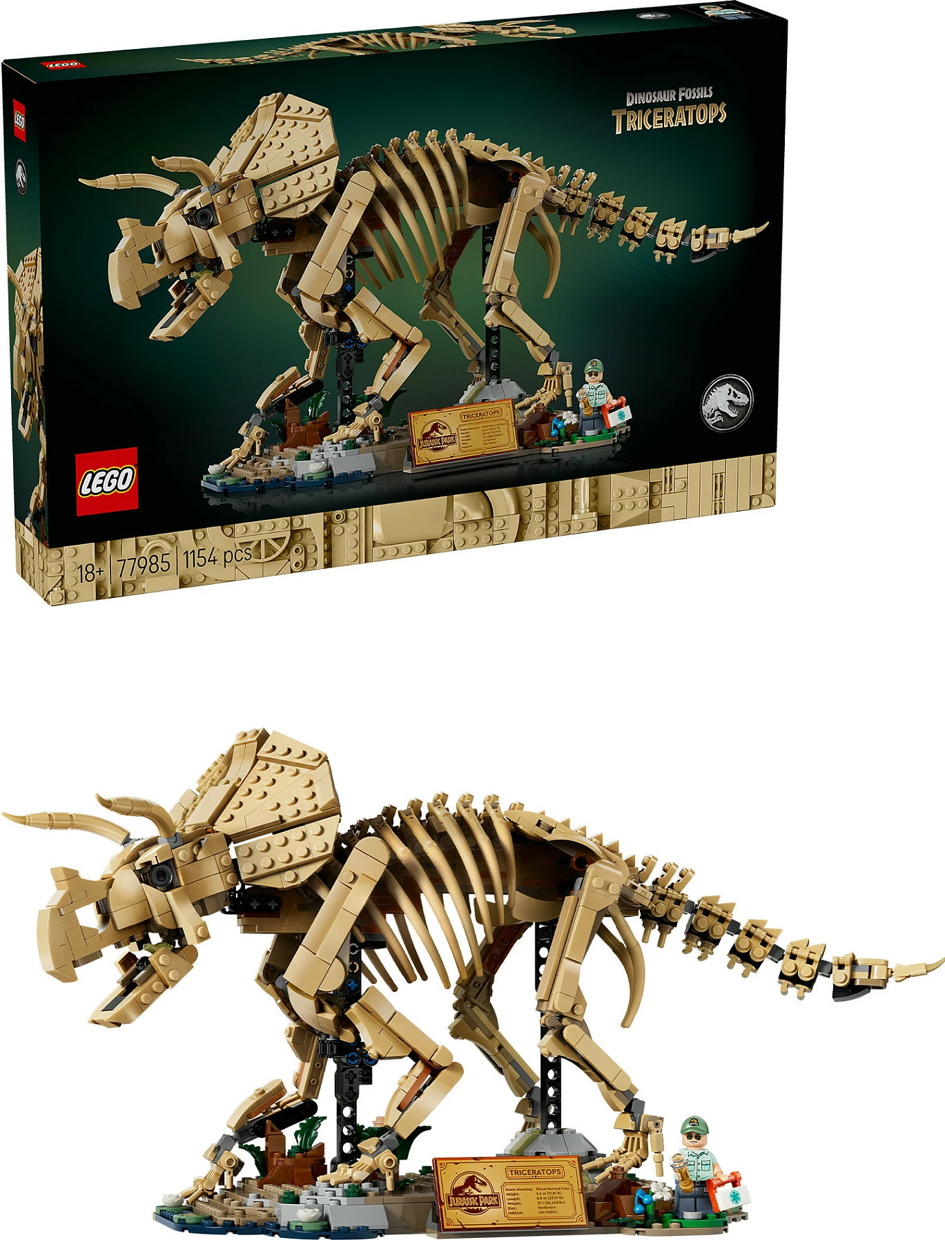 Set ndërtimi LEGO 77985 Dinosaur Fossil Triceratops, 1154 copë, 18+, multikolor
