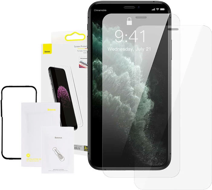 Xham i temperuar Baseus SGBL060202 0.3mm për iPhone XR/11 6.1\", i zi, 2 copë