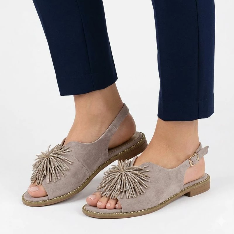 Sandale të sheshta Potocki 43349 për femra, khaki