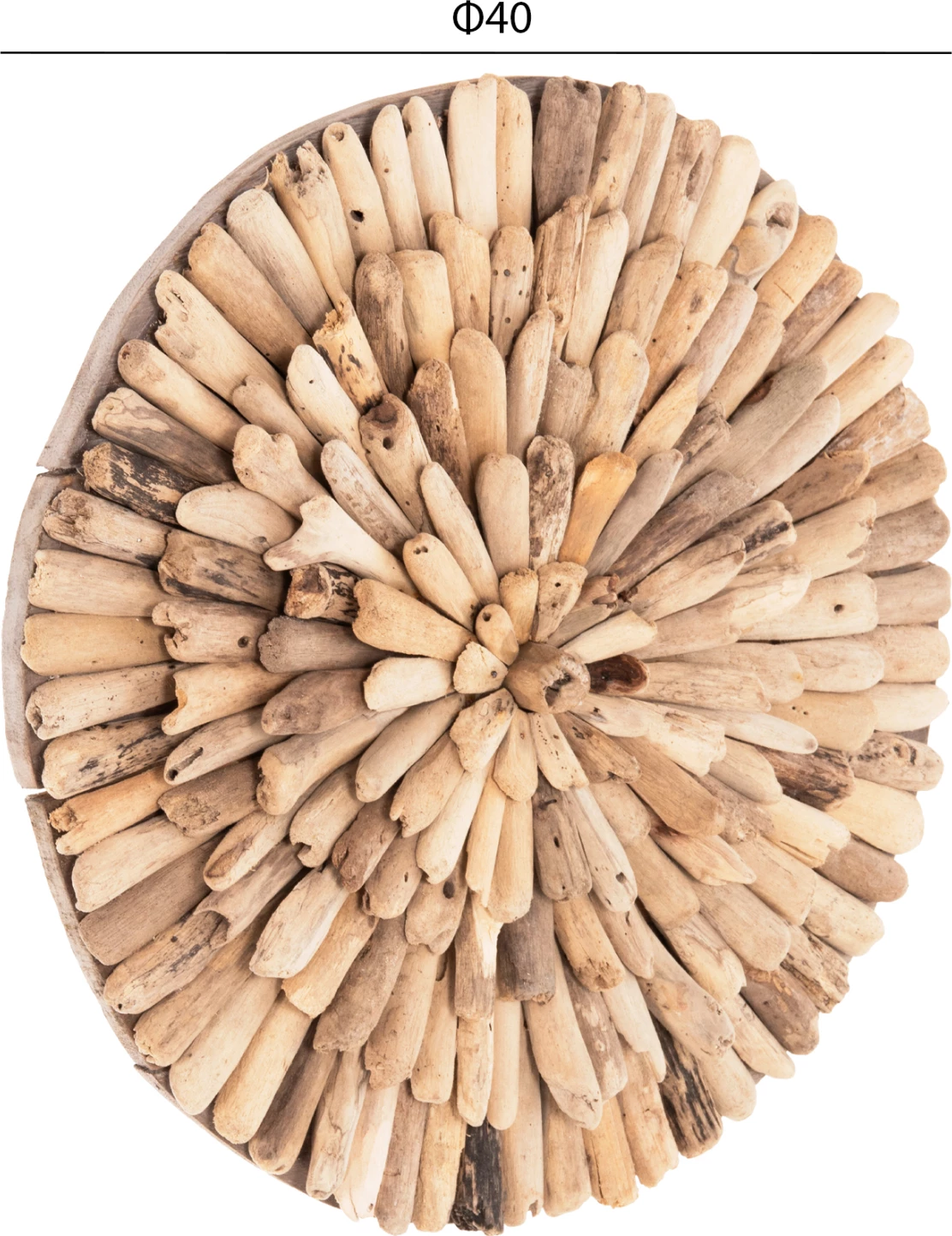 Dekorim muri rrumbullak CHIIKI FH4297 dru të sjellë nga deti natyral Φ40 cm