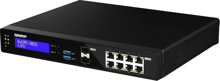 NAS sistem QNAP QuCPE-3032-C3558R-8G, Intel Atom C3558R, 8x2.5GbE, 2x10GbE SFP+, 8GB RAM, e zezë