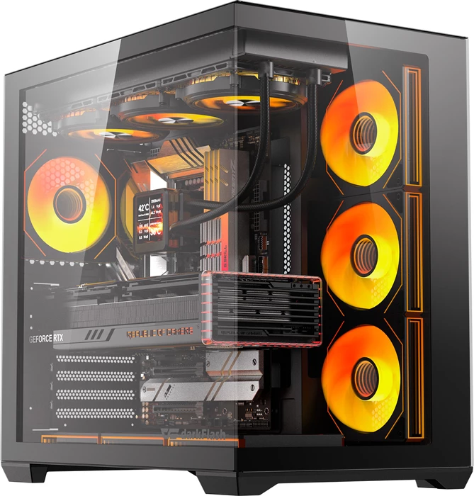 Kasë DarkFlash C280 midi tower me 7 ventilatorë, e zezë