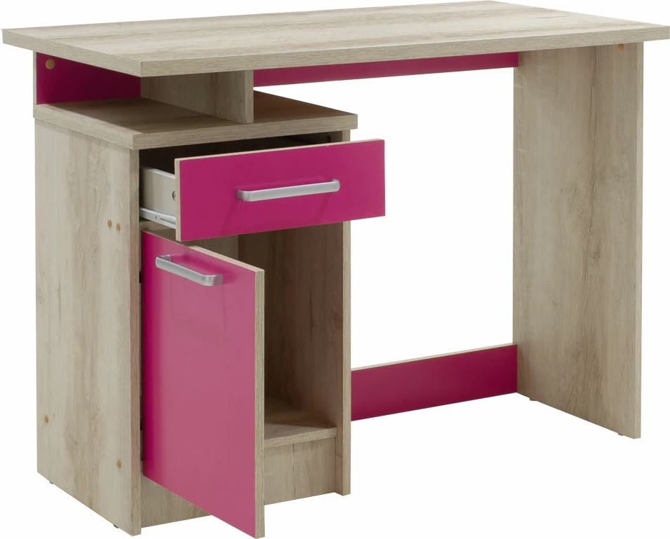 Tavolinë zyre Looney me sirtarë, ngjyrë castillo-rozë, 100x55x75cm