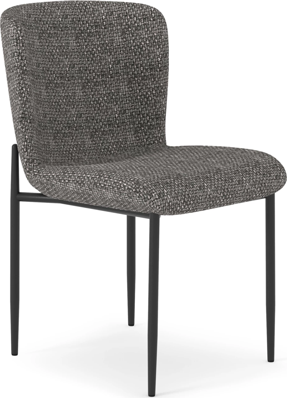 Karrige për dhomë ngrënieje, ngjyrë gri e errët, metal i zi, OBSESSION SM18101.02, 52x65x80cm