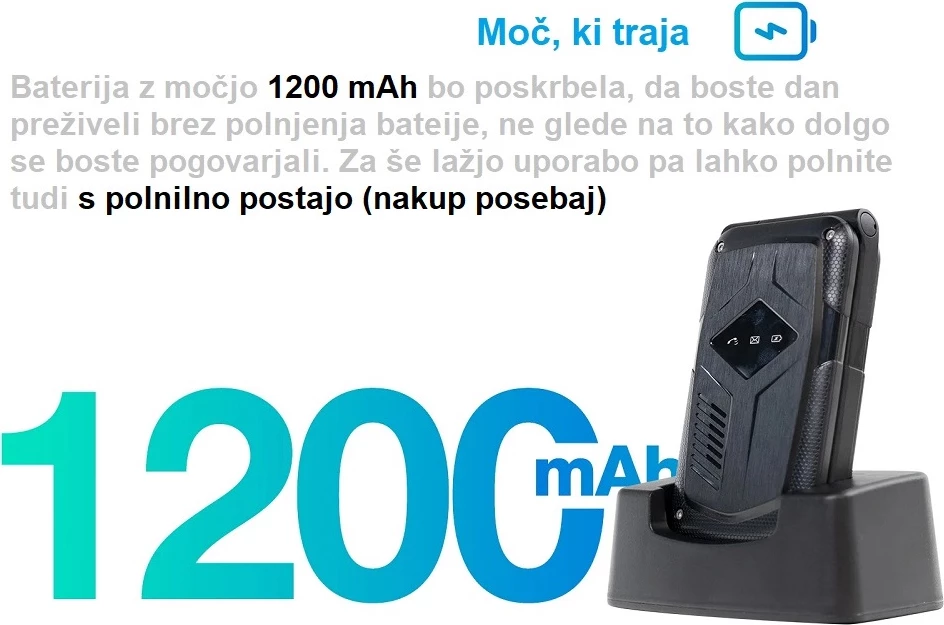 Celular me kapak rezistent AGM Flip M10, 4G LTE, Dual SIM, IP68/IP69K, MIL-STD-810H, butona, i zi