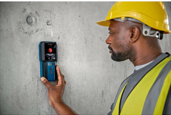 Detektor muri Bosch GMS 120-27 Professional, bateri Li-Ion 3.7V 1.0Ah, IP54, blu/zi