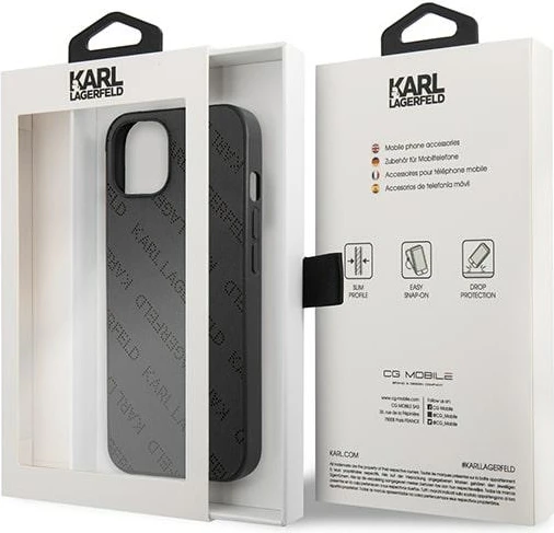 Mbështjellës Karl Lagerfeld KLHCP13SPTLK për iPhone 13 mini, hardcase, Perforated Allover, i zi