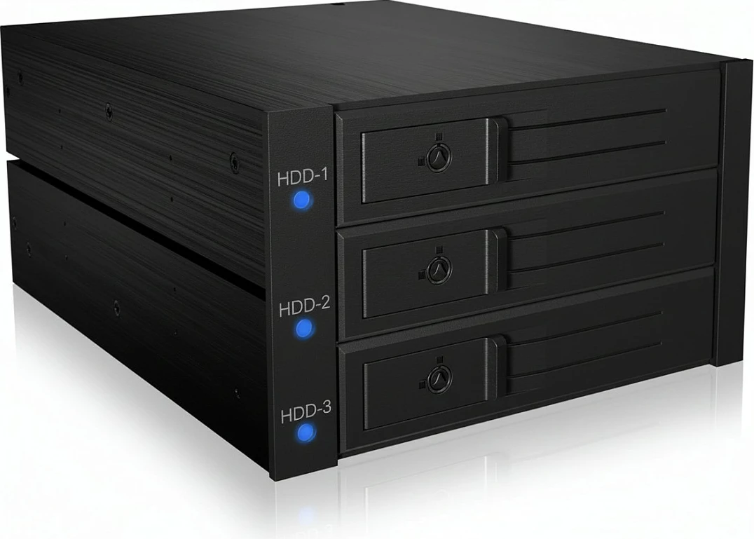 Enclosure/Backplane për HDD ICY BOX IB-573SSK-12G, 3x 3.5", SATA III/SAS 12G, hot-swap, me bravë, Black