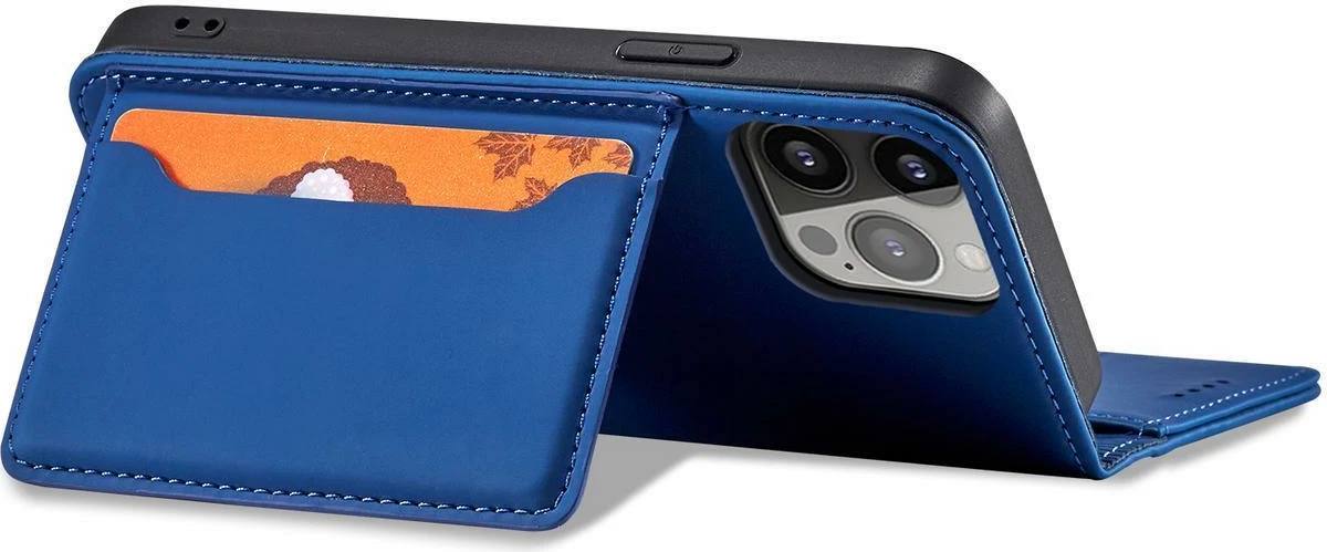 Mbështjellës magnetik për Samsung Galaxy S23 Hurtel Magnet Card Case, me portofol dhe stand, Blu