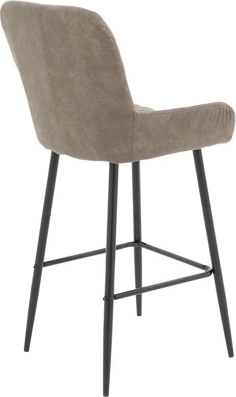 Karrige për bar Delicacy këmbë metalike të zeza-material ngjyrë gri-kafe antike