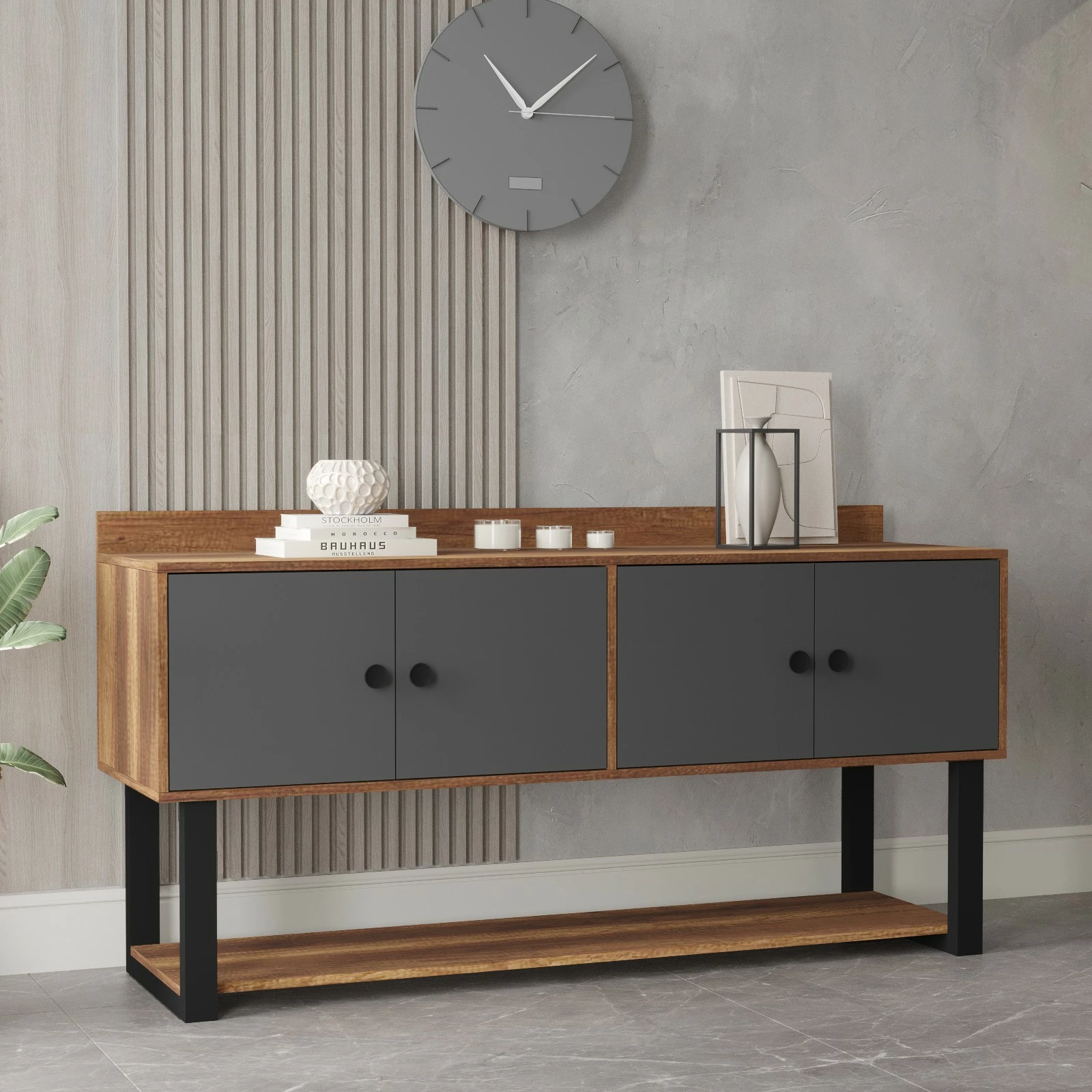 Konsol Skye Decor, Mn04-Ba, ngjyrë arre dhe antracit