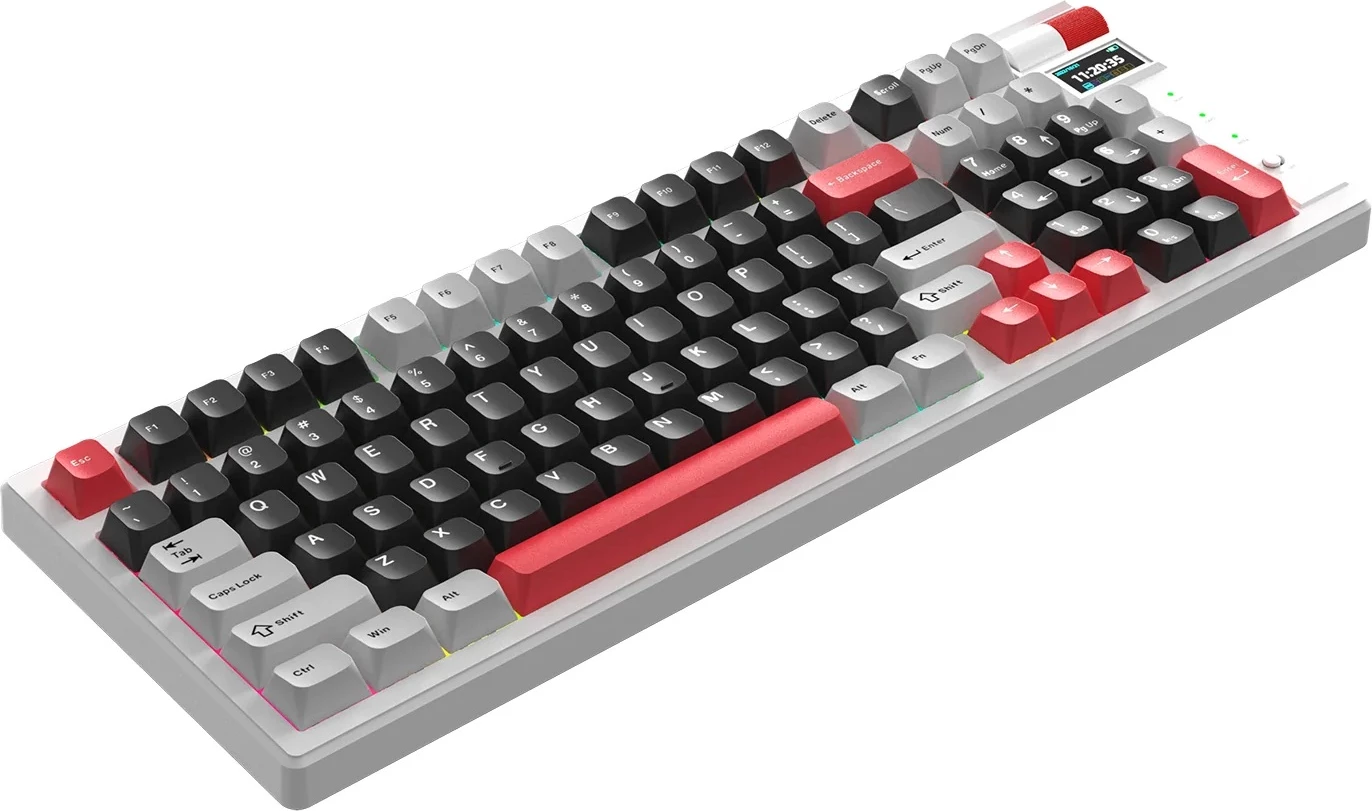 Tastierë mekanike pa kabllo Marvo Monka Storm KG991W, 97 taste, Jixian Blue, RGB, hot-swappable, USB-C 1.8 m, gri/zi me të kuqe