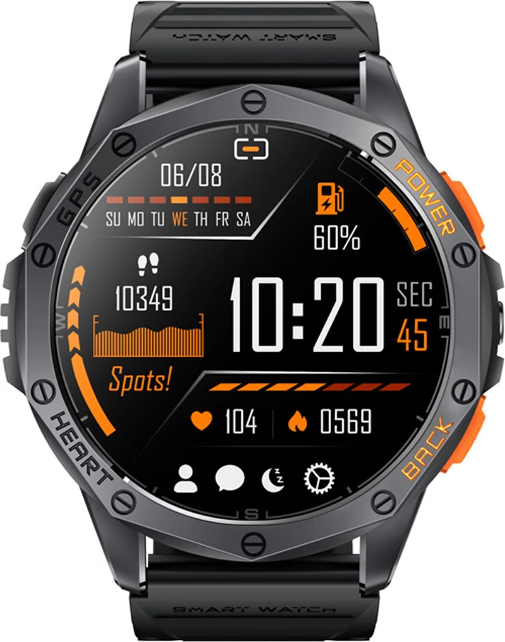 Smartwatch Moye Nav X Pro GPS 1.43\" AMOLED IP68 Bluetooth 5.3, e zezë/portokalli