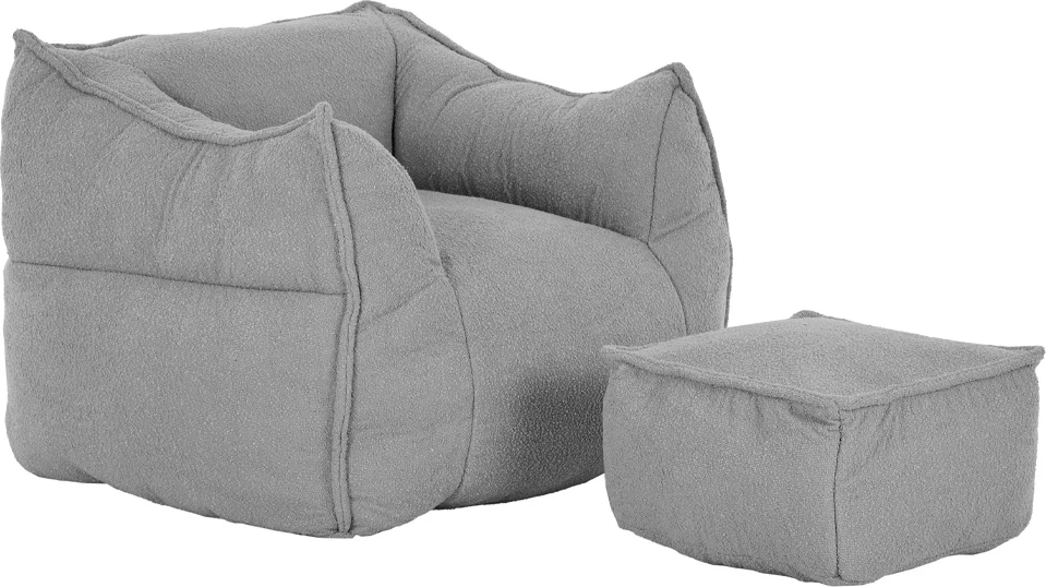 Set ulëse Sponge me këmbështetëse, ngjyrë gri-argjendtë, 95x102x73cm