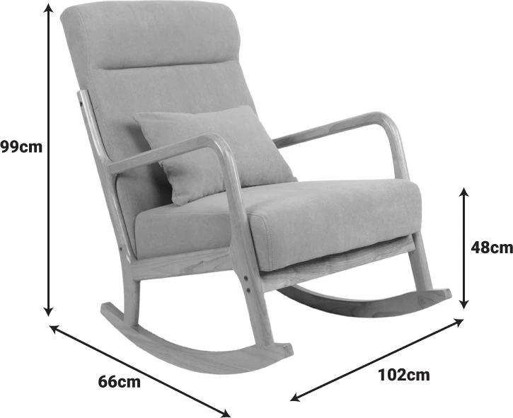 Karrige lëkundëse Edeldy, material krem, këmbë ngjyrë natyrale, 102x66x99cm