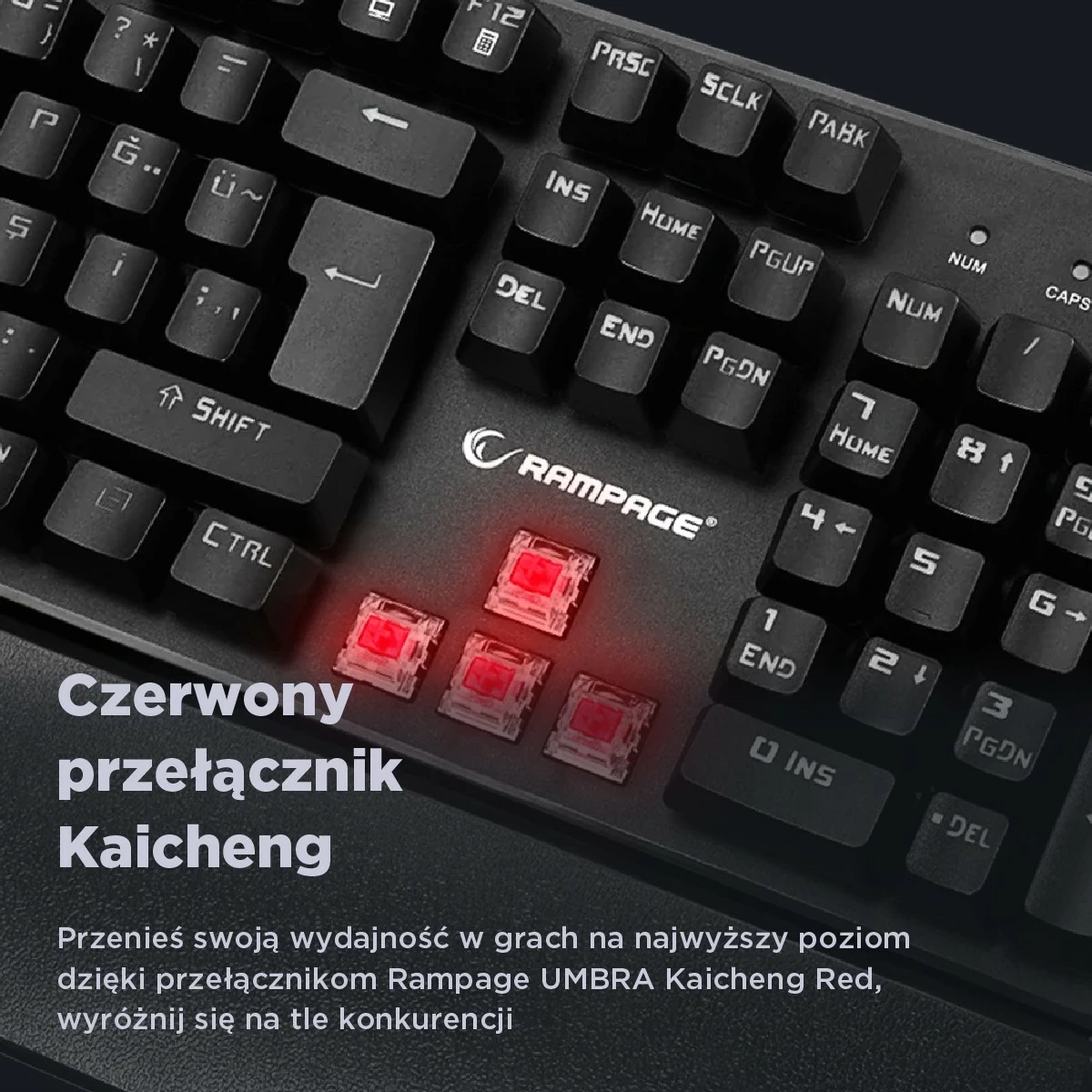 Tastierë mekanike Rampage KB-R86 UMBRA, Red Switch, e zezë