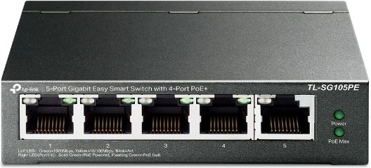 Switch TP-Link, 5 porte,  4-Porta PoE+, i zi