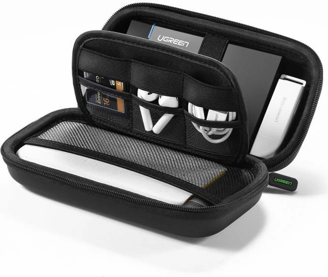 Kasë për hard disk UGREEN 50274 2.5\", EVA, rezistente ndaj goditjeve dhe spërkatjeve, 18 x 9.5 x 5.5 cm, e zezë