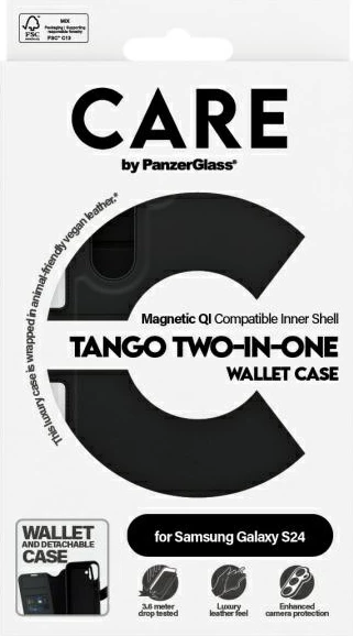 Mbështjellës PanzerGlass CARE Tango 2in1 për Samsung Galaxy S24, i zi