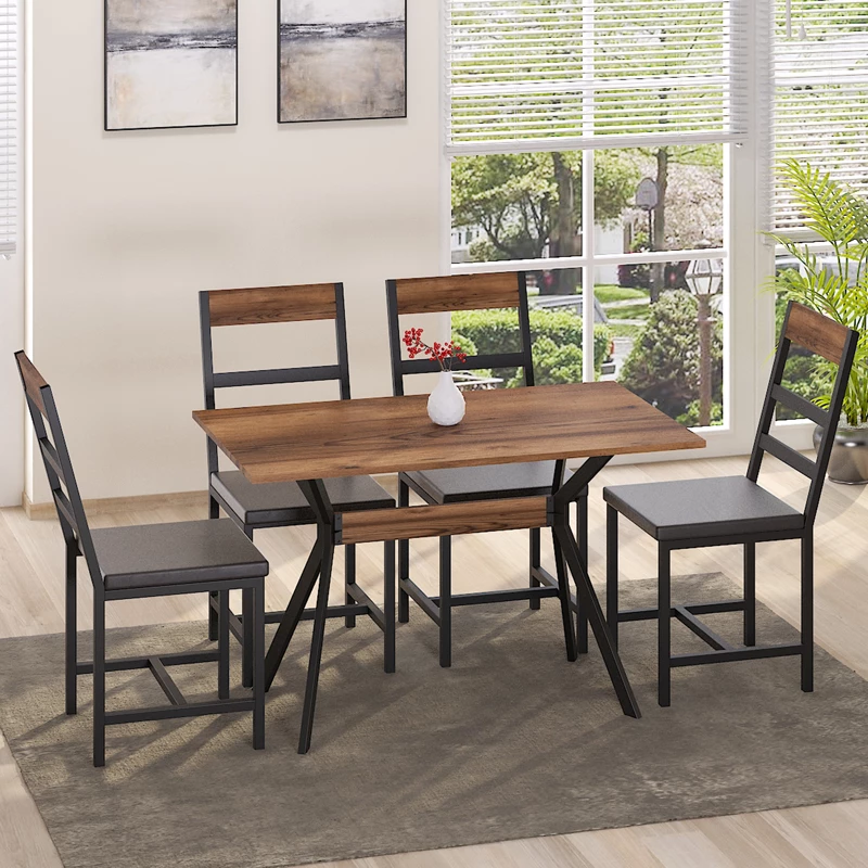 Tavolinë Laluka me këmbë metalike të zeza, hije arre, 120x70x74 cm