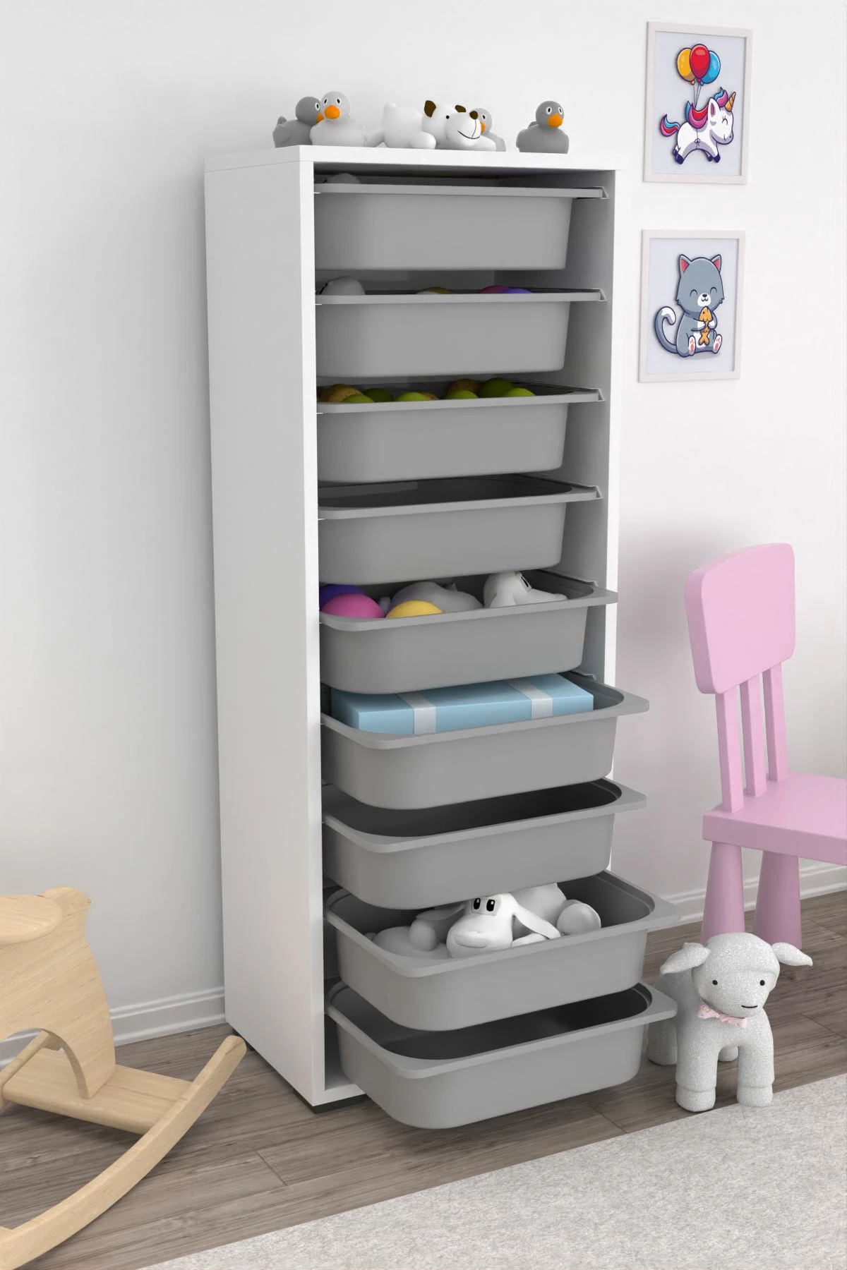 Dollap shumëpërdorimësh Hanah Home, Zola 9N, bardhë-gri