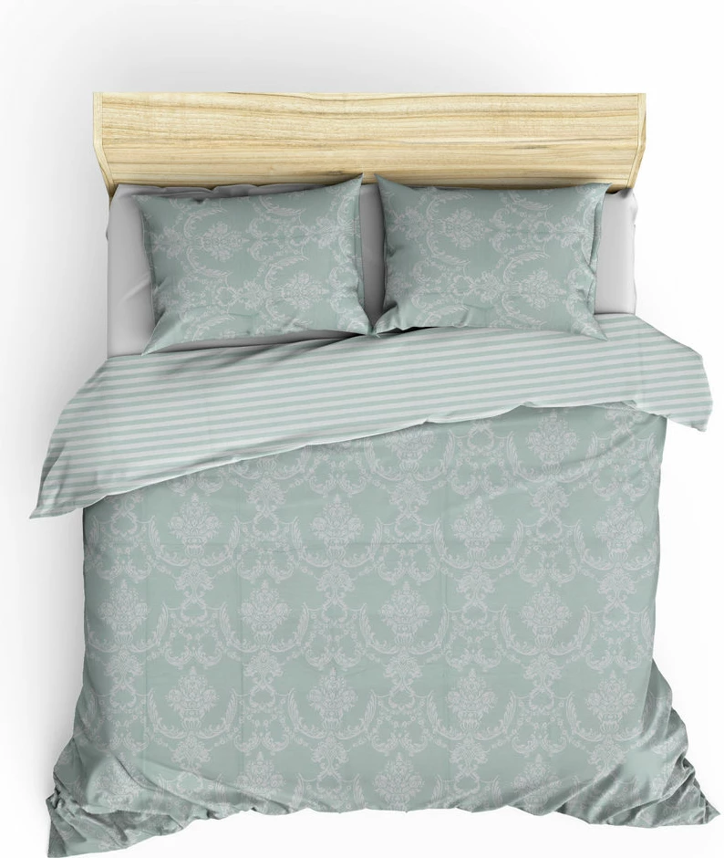 Set mbulesë për jorgan dopio, ngjyrë jeshile deti dhe e bardhë, L'Essentiel Linge de Maison, Pure