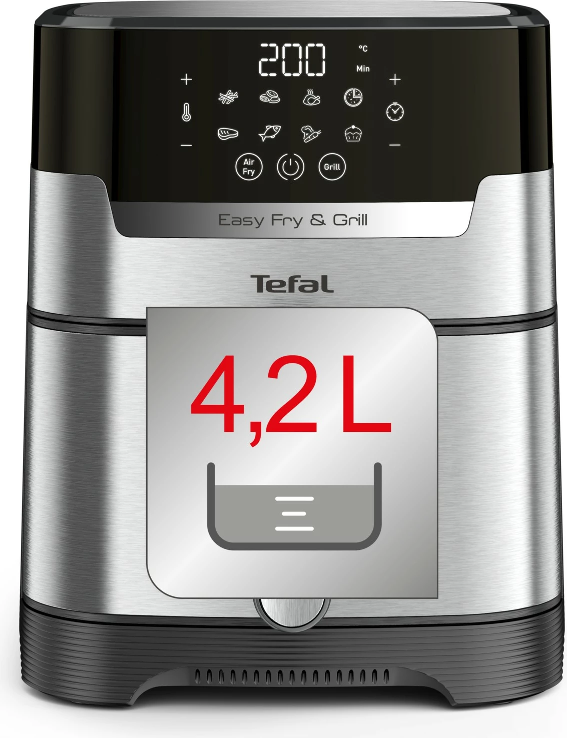 Fritezë me ajër të nxehtë Tefal Easy Fry & Grill EY505D, 4.2 L, çelik inox