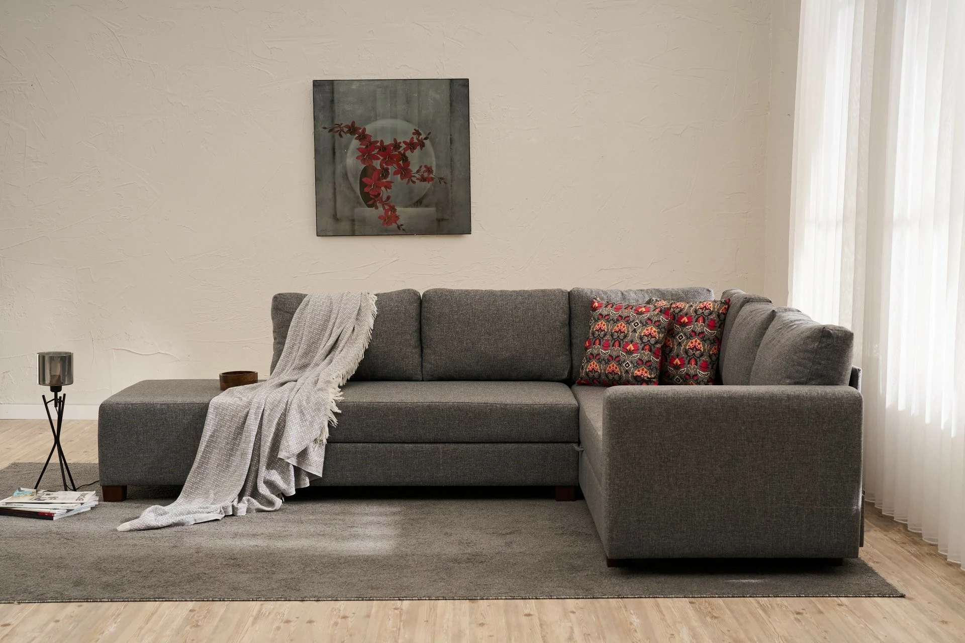 Kënd-sofë krevati Atelier del Sofa, kënd i djathtë, ngjyrë gri