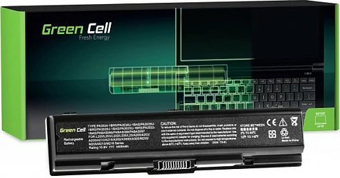 Bateri laptopi Green Cell për Toshiba Satellite A200/A300/A500/L200/L300/L500, 4400mAh 11.1V, e zezë