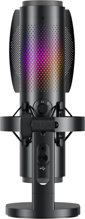 Mikrofon BOYA K9 me kabllo USB-C, 48 kHz 24-bit, RGB, me stendë tavoline dhe pop filter, i zi